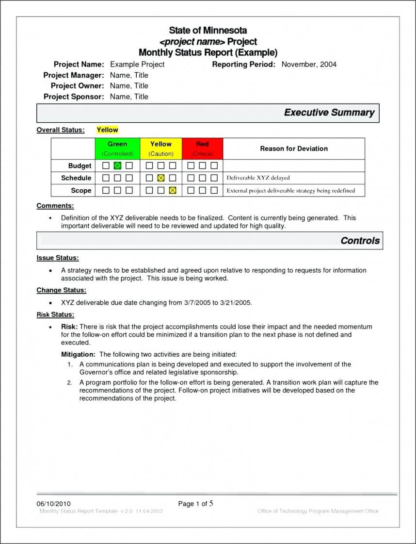 022 Free Project Management Kpi Report Template Net Daily Inside It Management Report Template