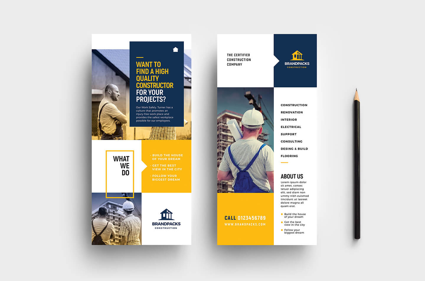 023 Construction Business Card Template Psd Ideas Company Dl Throughout Dl Card Template
