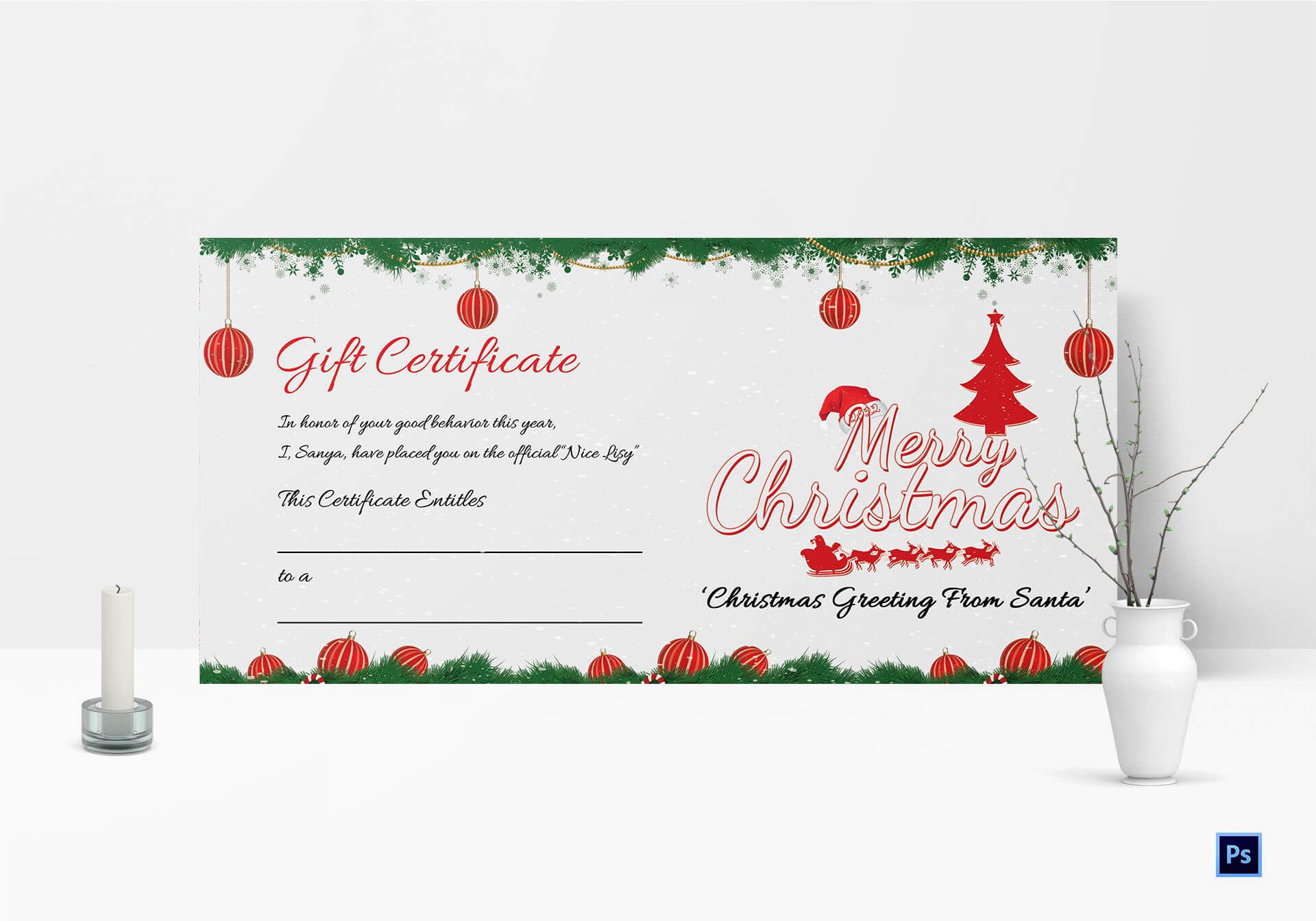 023 Photo Gift Certificate Template Free Printable Merry Throughout Free Christmas Gift Certificate Templates