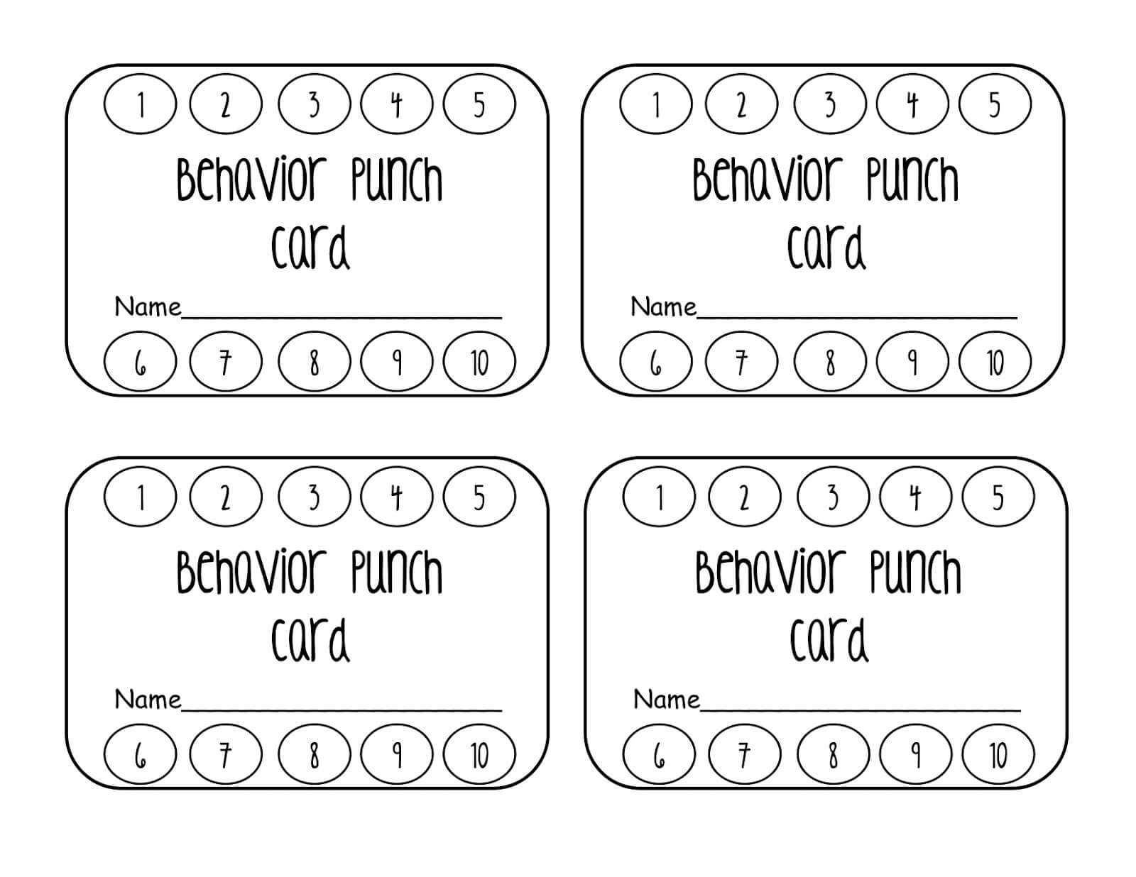 023 Template Ideas Behavior Punch Cards Pinterest Card For Free Printable Punch Card Template