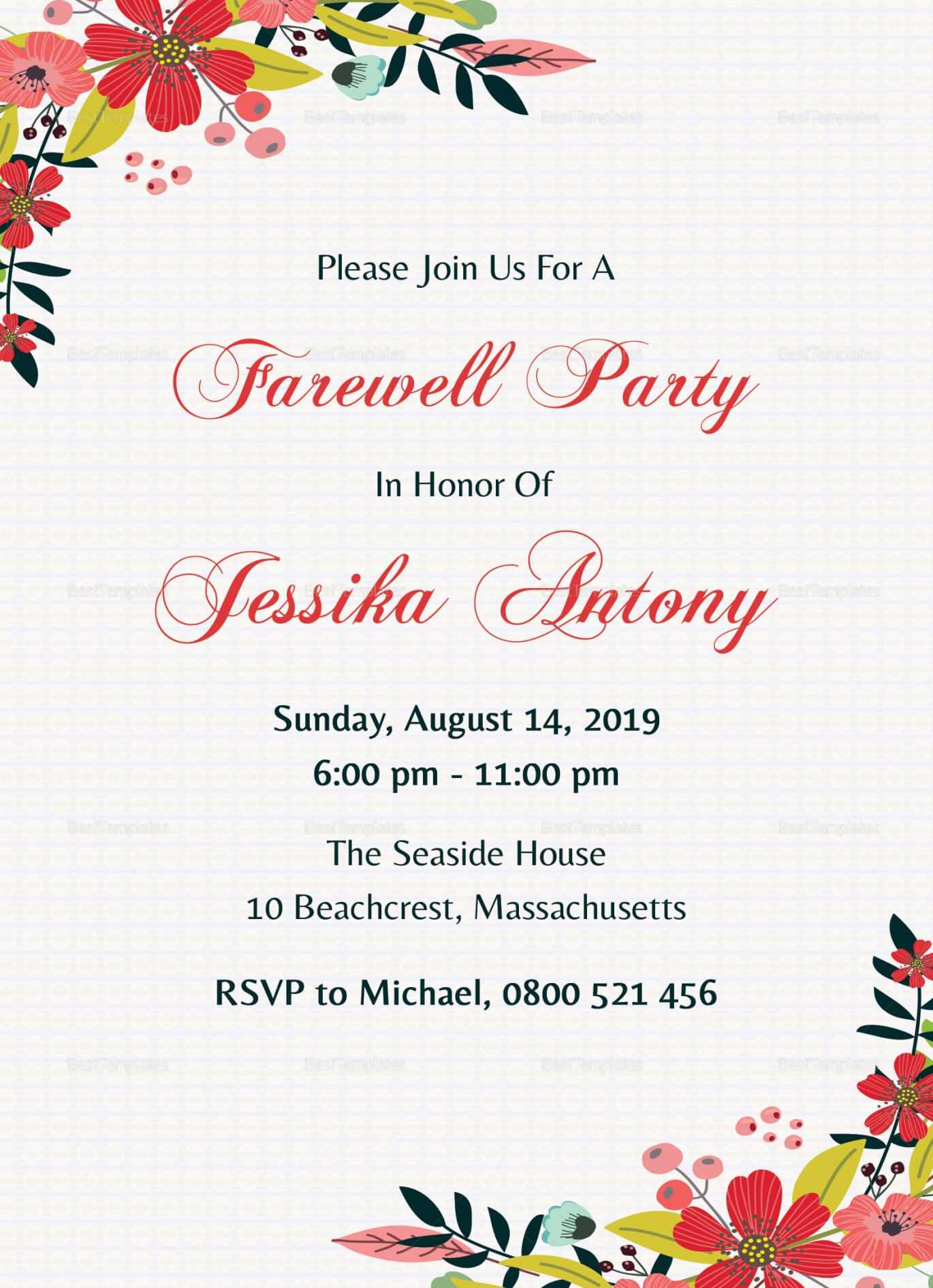 023 Template Ideas Farewell Invitation Free Party Throughout Farewell Invitation Card Template