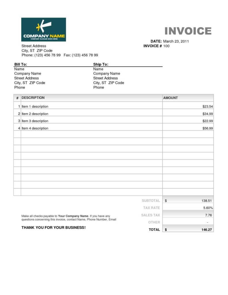 023 Template Ideas Simple Invoices Templates Blank Screen Within Free Invoice Template Word Mac