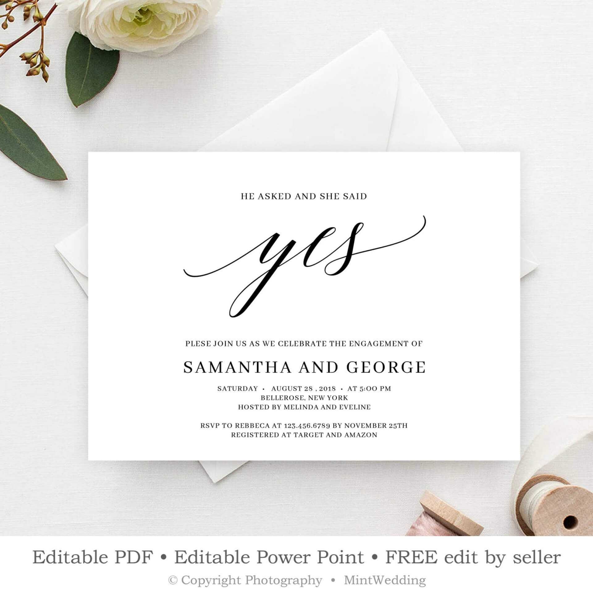 024 Engagement Party Invitation Template Ideas 50Pcs Pocket Throughout Celebrate It Templates Place Cards