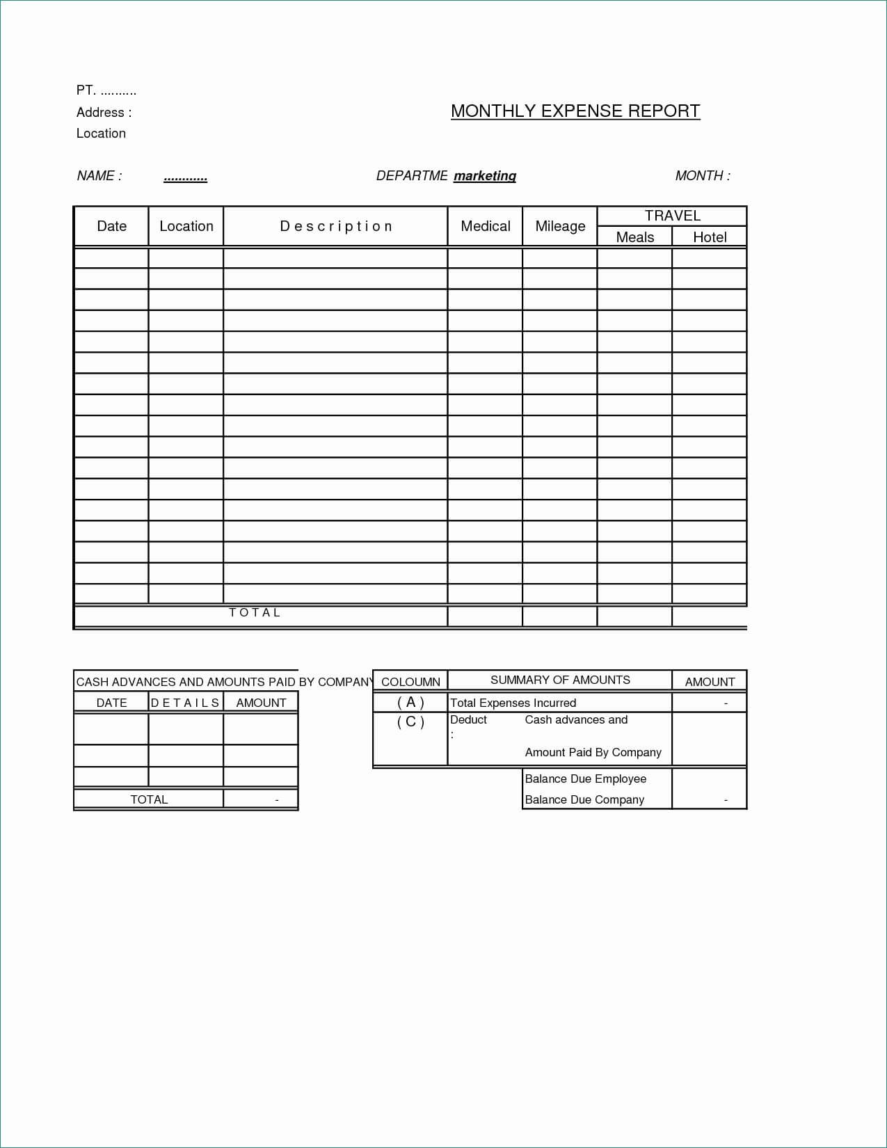024 Free Expense Report Template Ideas Expenses Delightful Regarding Company Expense Report Template