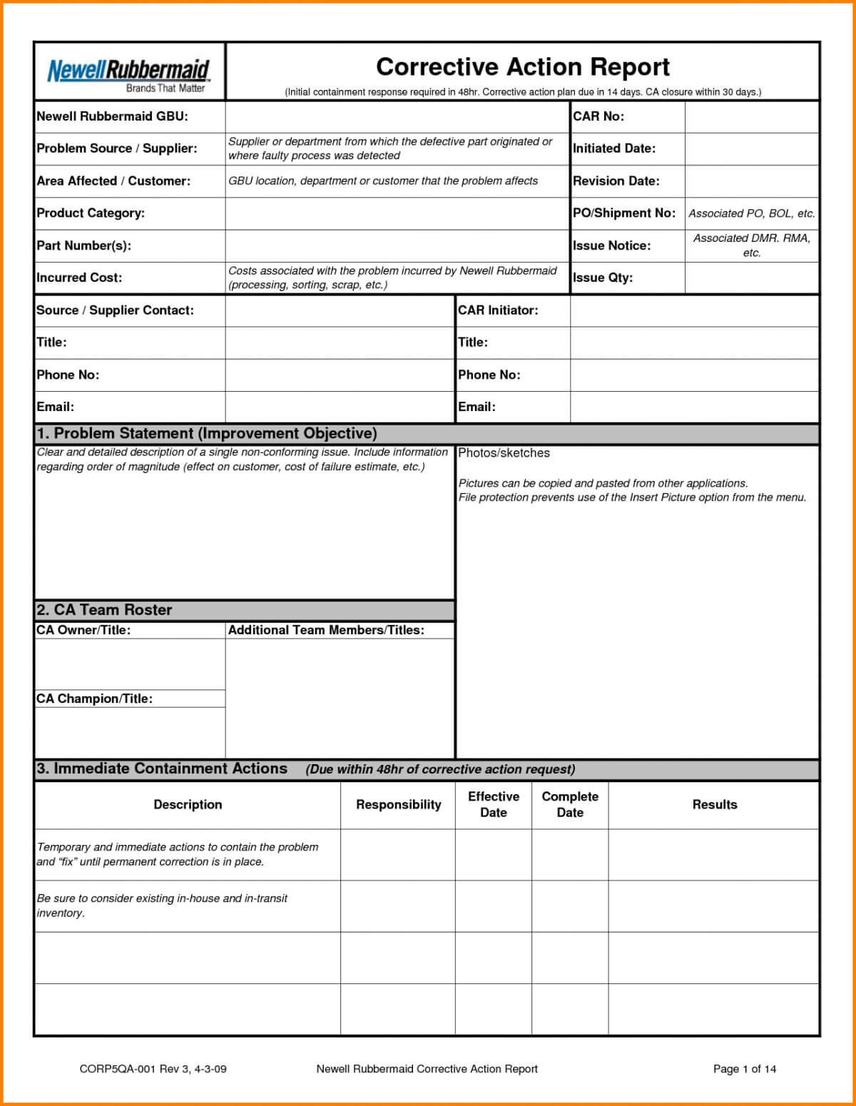 024 Template Ideas 20Form Corrective Action Report Intended For Corrective Action Report Template