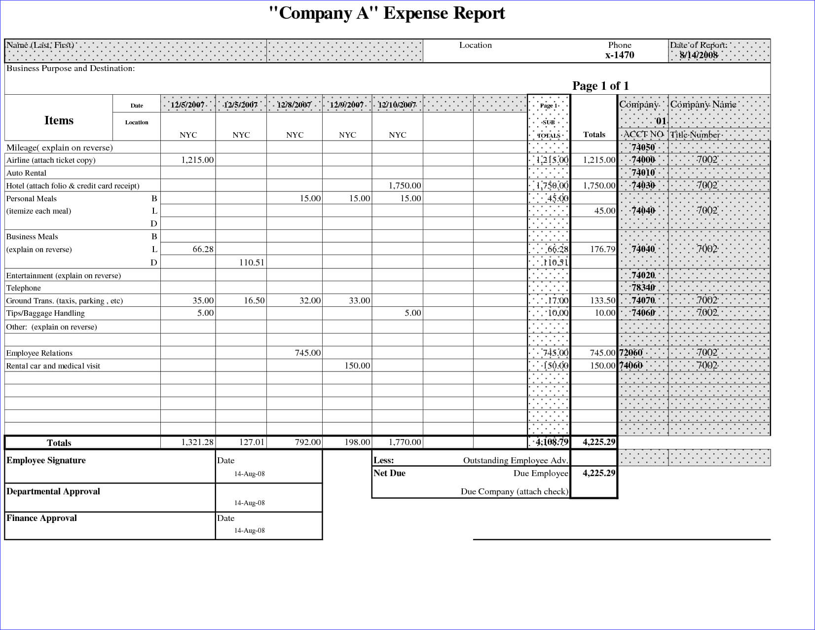 025 Business Expense Report Template Basic Company With In Company Expense Report Template