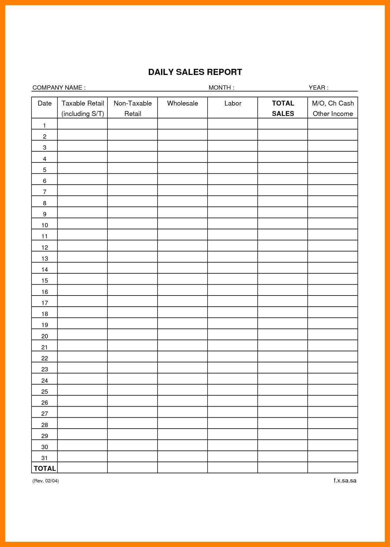025 Daily Sales Report Template Retail Business Templates Pertaining To Excel Sales Report Template Free Download