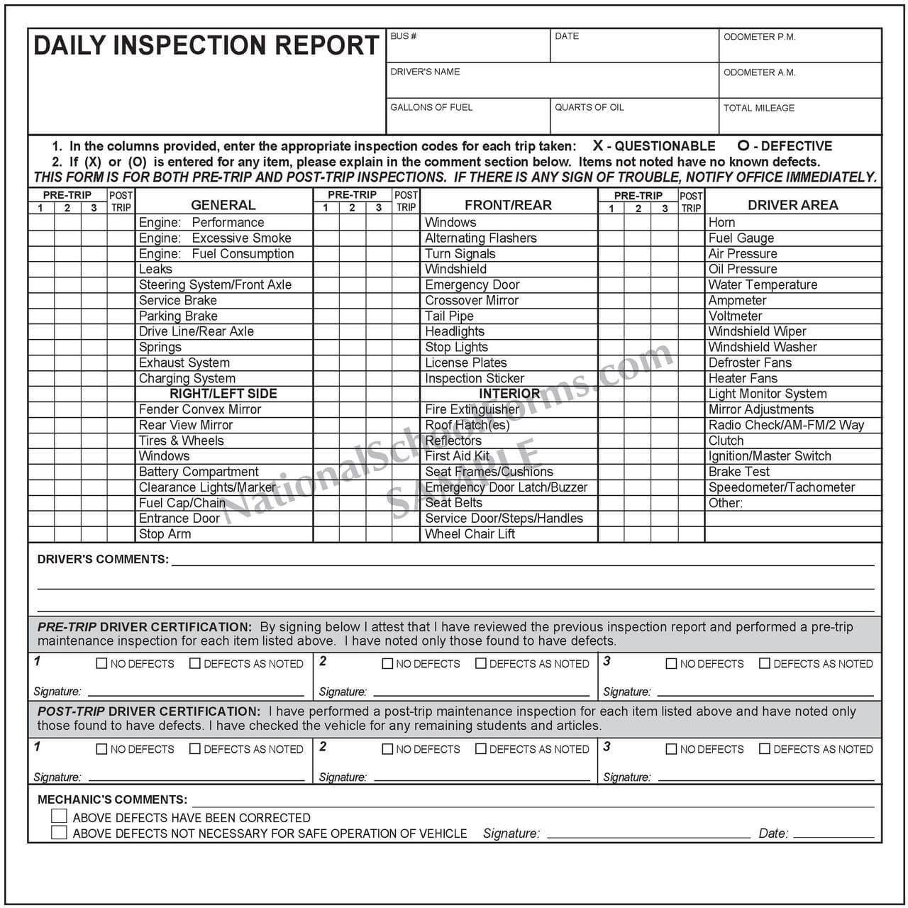 025 Driver Vehicle Inspection Report Template Ideas 217 Intended For Daily Inspection Report Template