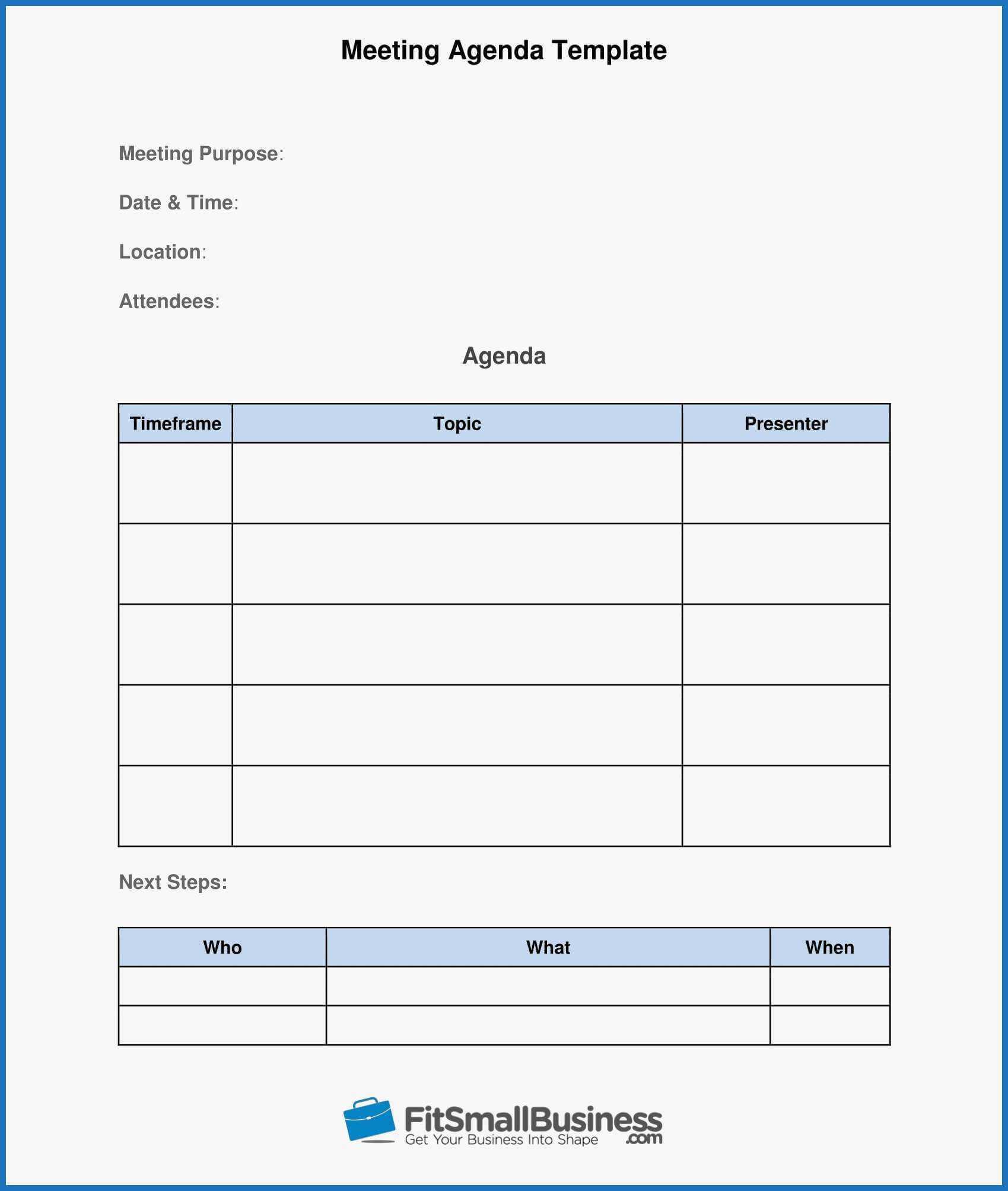 025 Free Meeting Agenda Template Word One On Templates For Within Free Meeting Agenda Templates For Word