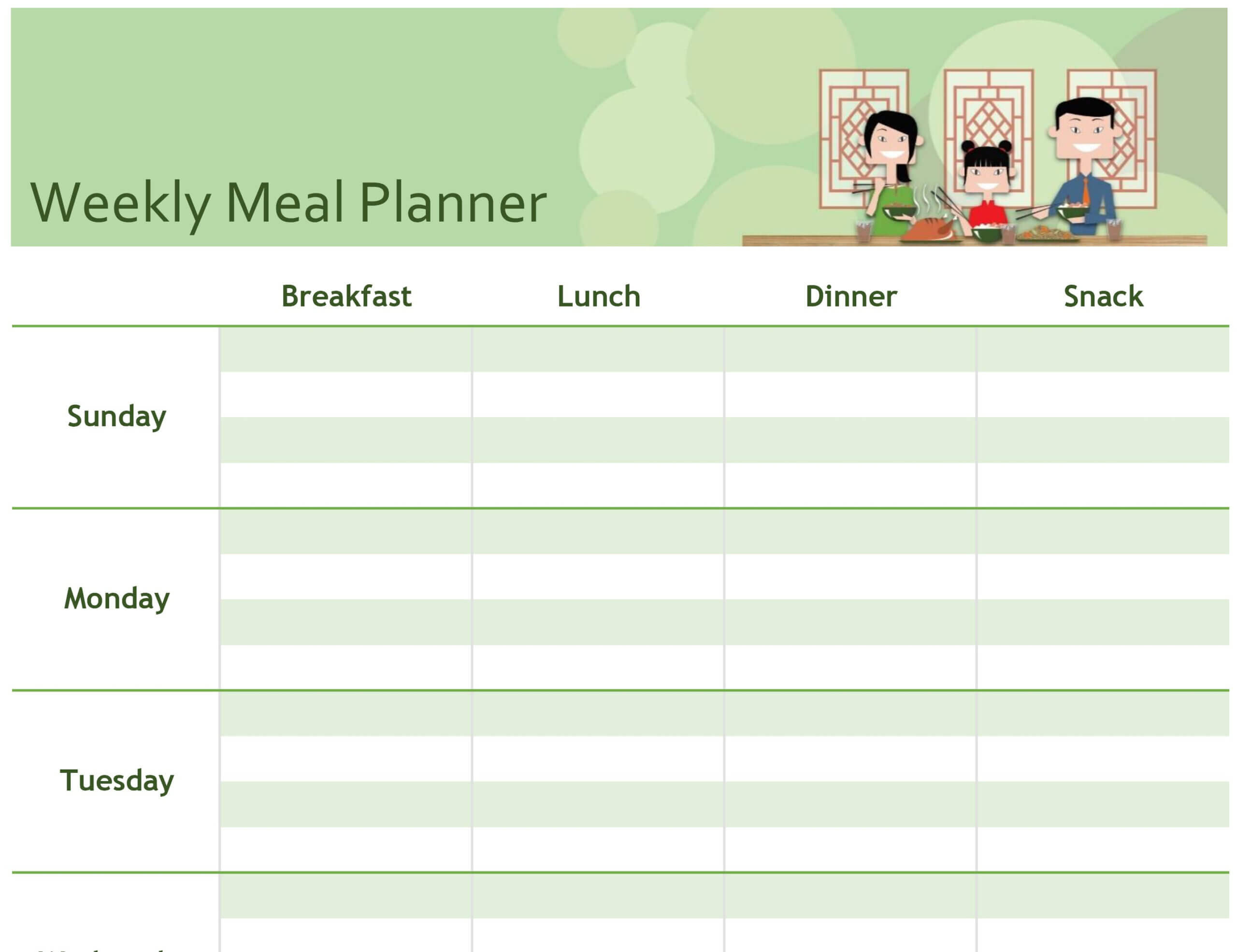 026 Free Meal Planner Template Main Weekly Diet Plan Awful Intended For Weekly Meal Planner Template Word