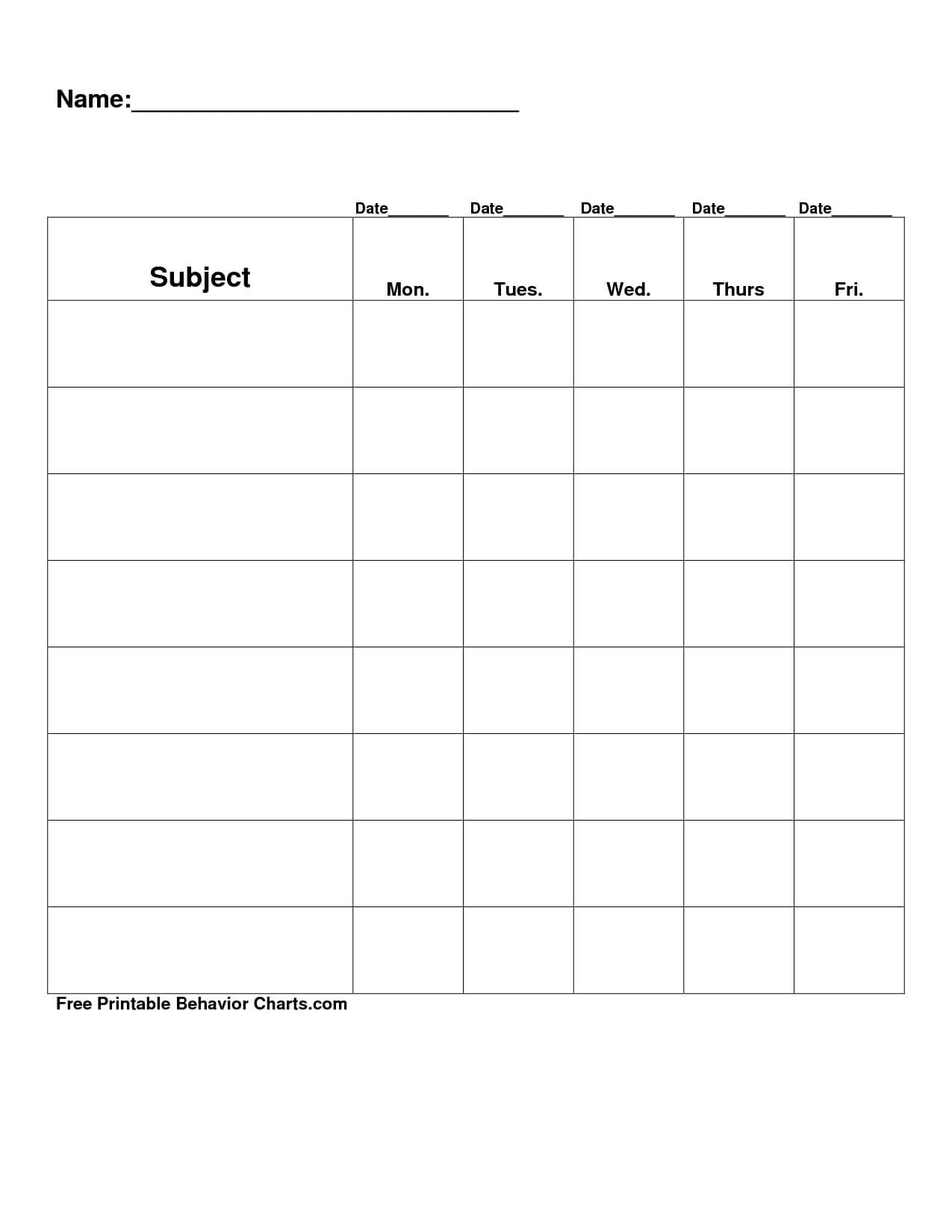 026 Free Printable Blank Behaviors 357773 Template Ideas For Blank Reward Chart Template
