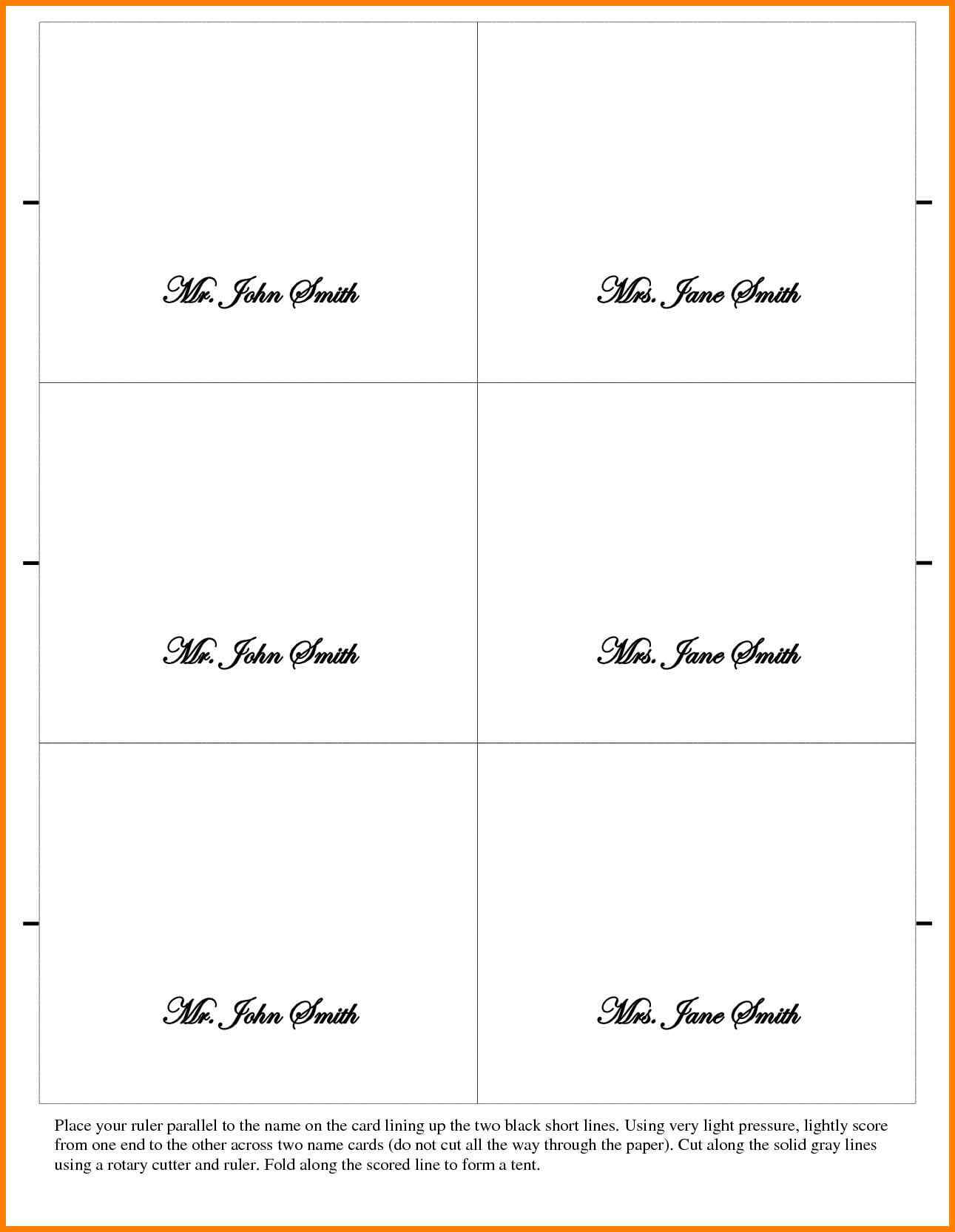 026 Place Cards Template Word Ideas Table Card Tent New In Fold Over Place Card Template