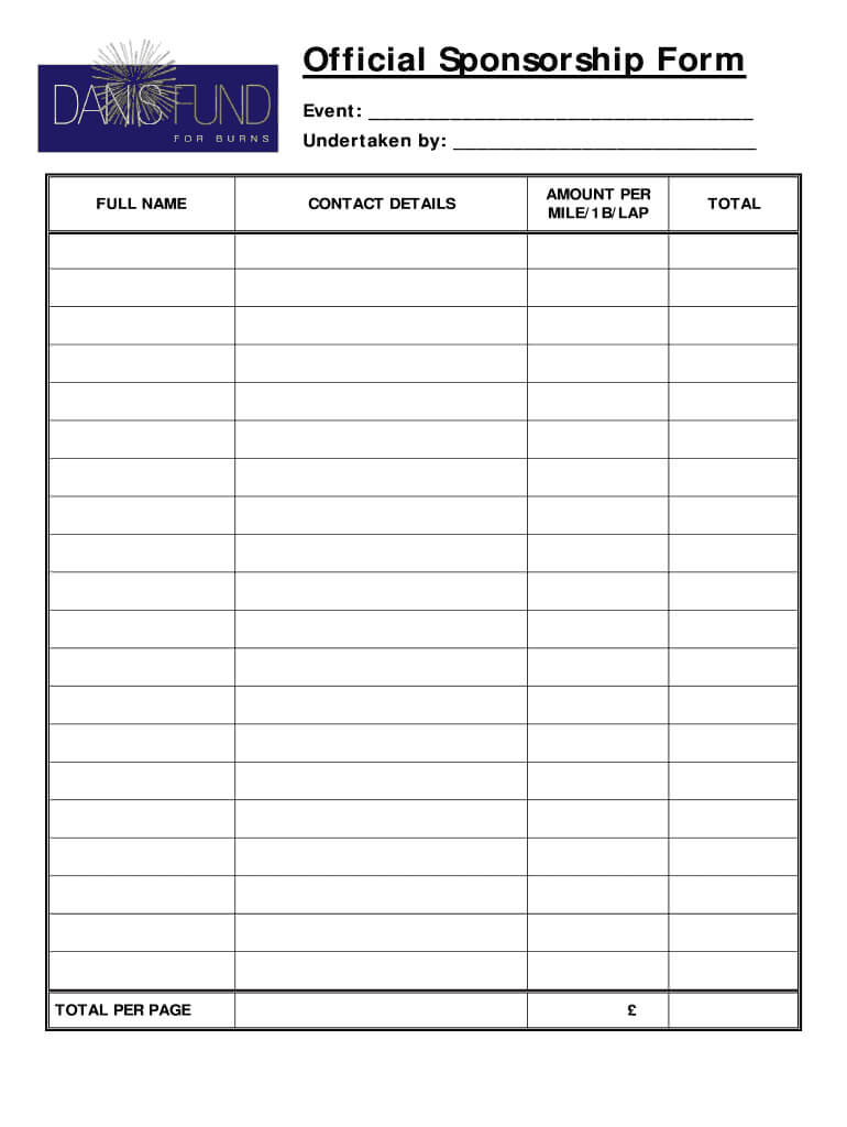 027 Free Event Proposal Template Sponsorship Form Singular With Regard To Sponsor Card Template