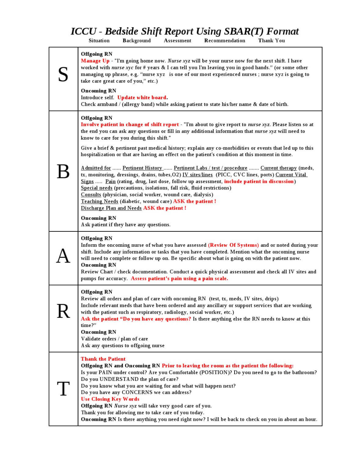 027 Page 1 Nursing Shift Report Template Unforgettable Ideas Pertaining To Sbar Template Word