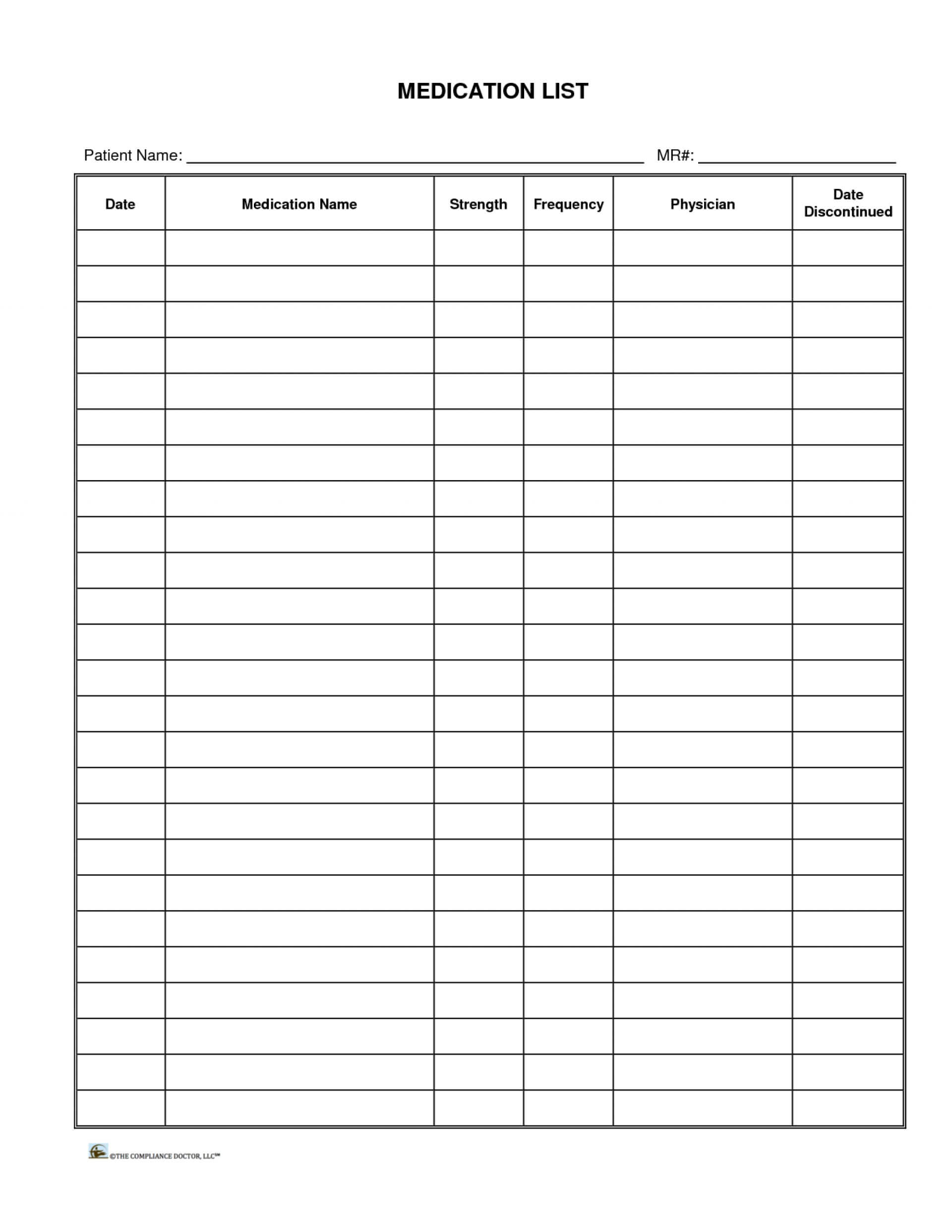 027 Template Ideas Personal Medication List New Ten Easy For Blank Medication List Templates