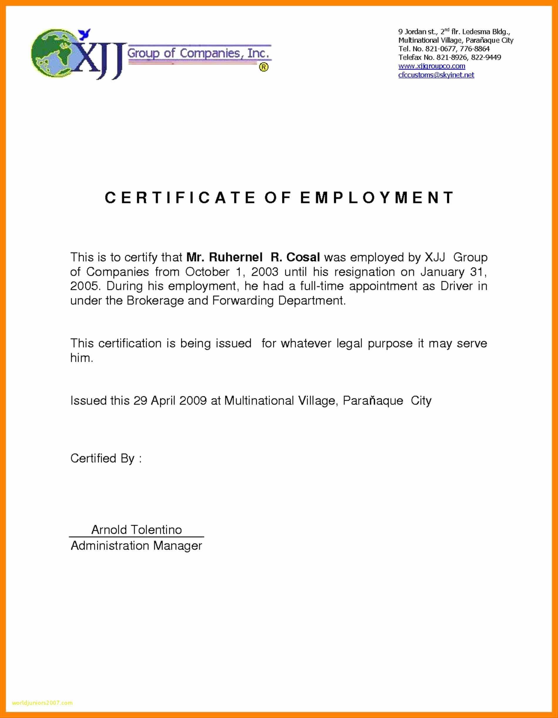 029 Certificate Of Employment Template Impressive Ideas Free Pertaining To Template Of Certificate Of Employment