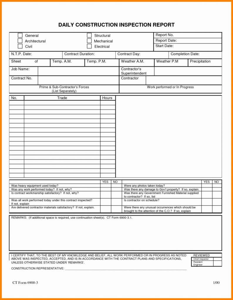 029 Construction Daily Report Format Excel Progress Template Pertaining To Free Construction Daily Report Template