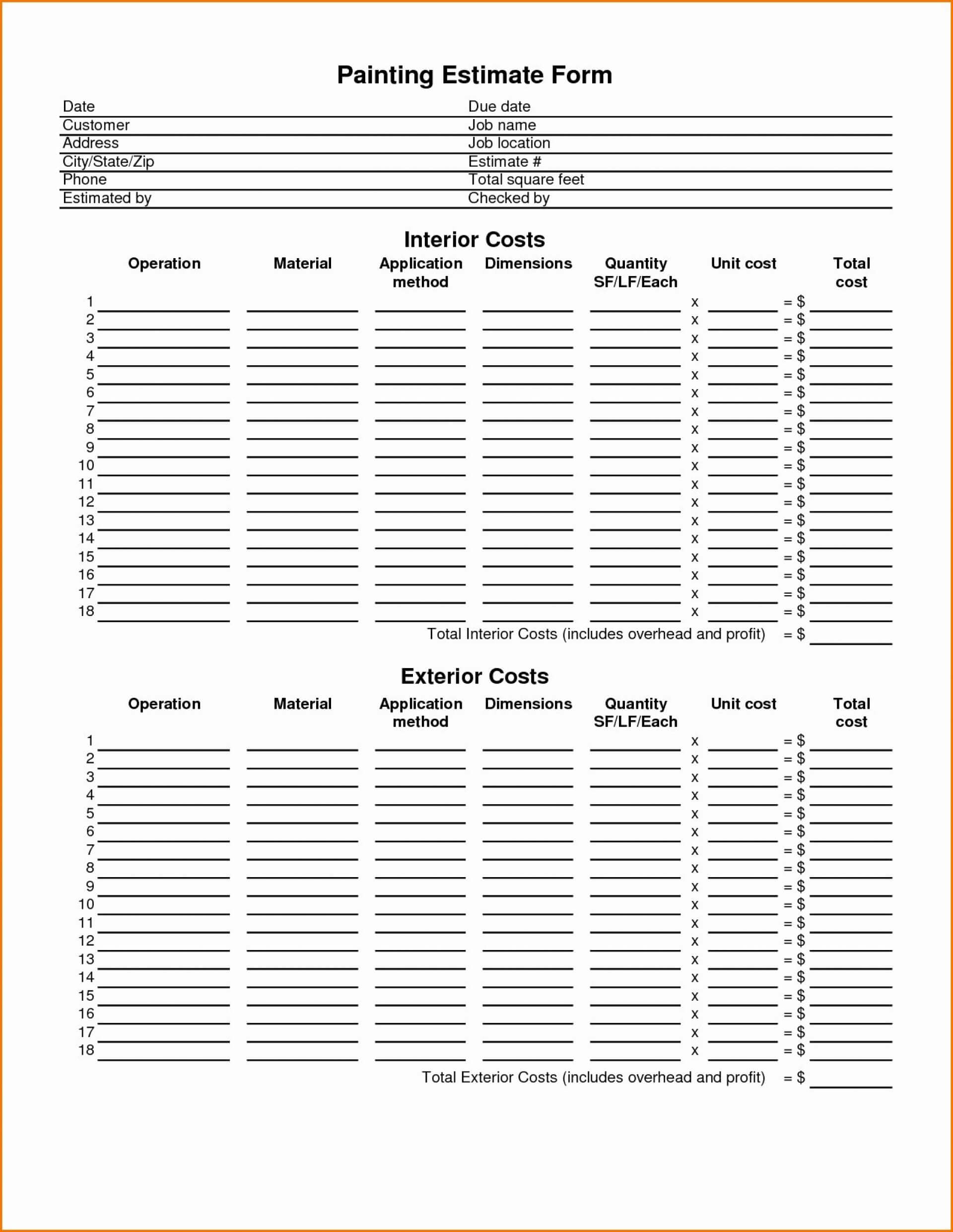 031 Free Job Estimate Template Word Awesome Amandae Of Throughout Work Estimate Template Word