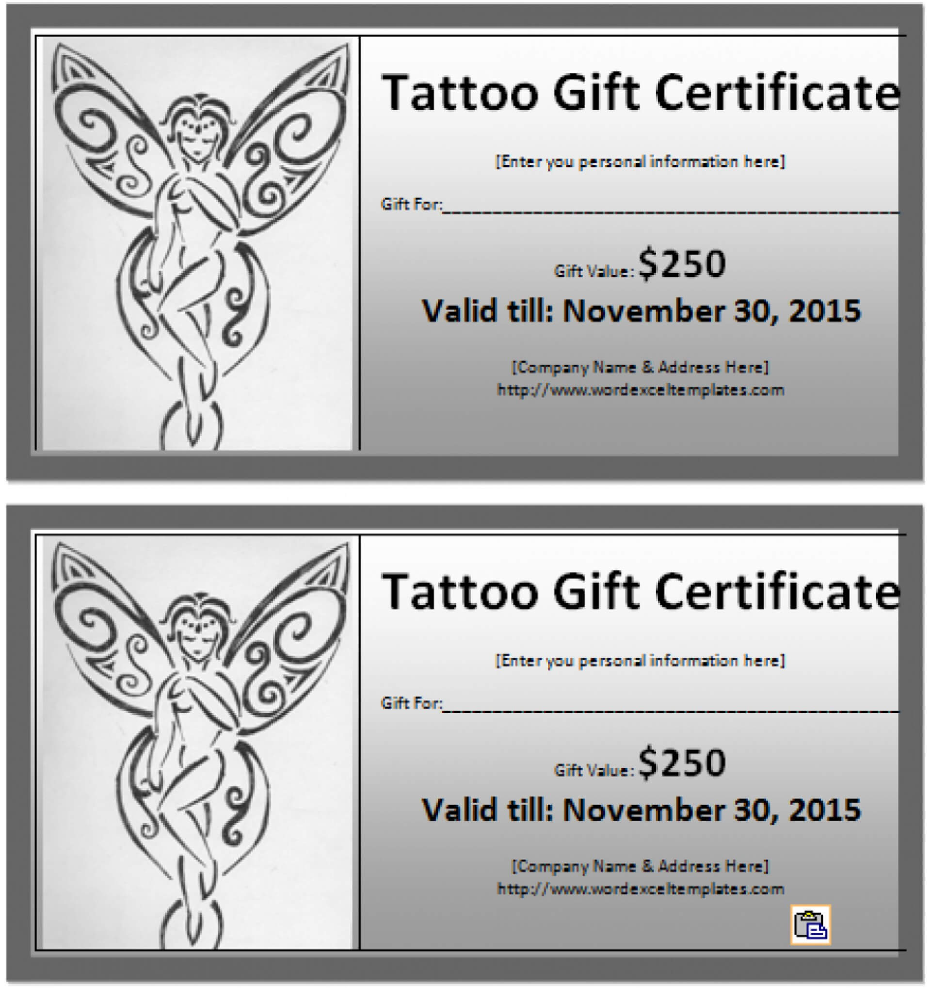 031 Free Printable Gift Certificates Restaurant Ideas Model Intended For Tattoo Gift Certificate Template