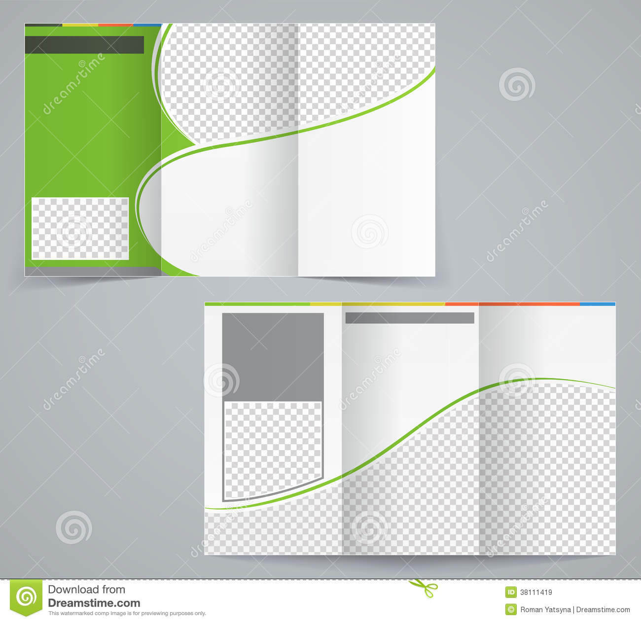 031 Tri Fold Business Brochure Template Vector Green Design Within Brochure Template Illustrator Free Download