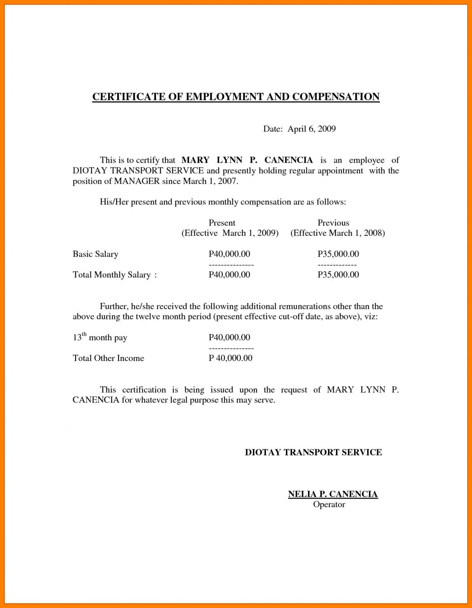 033 1057303 16 Employee Of The Month Certificate Template Within Certificate Of Service Template Free