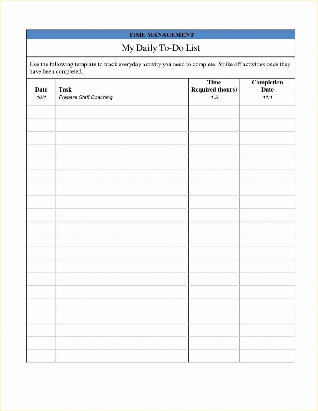 033 Daily Work Task List Template Download Excel Glendale For Daily Task List Template Word