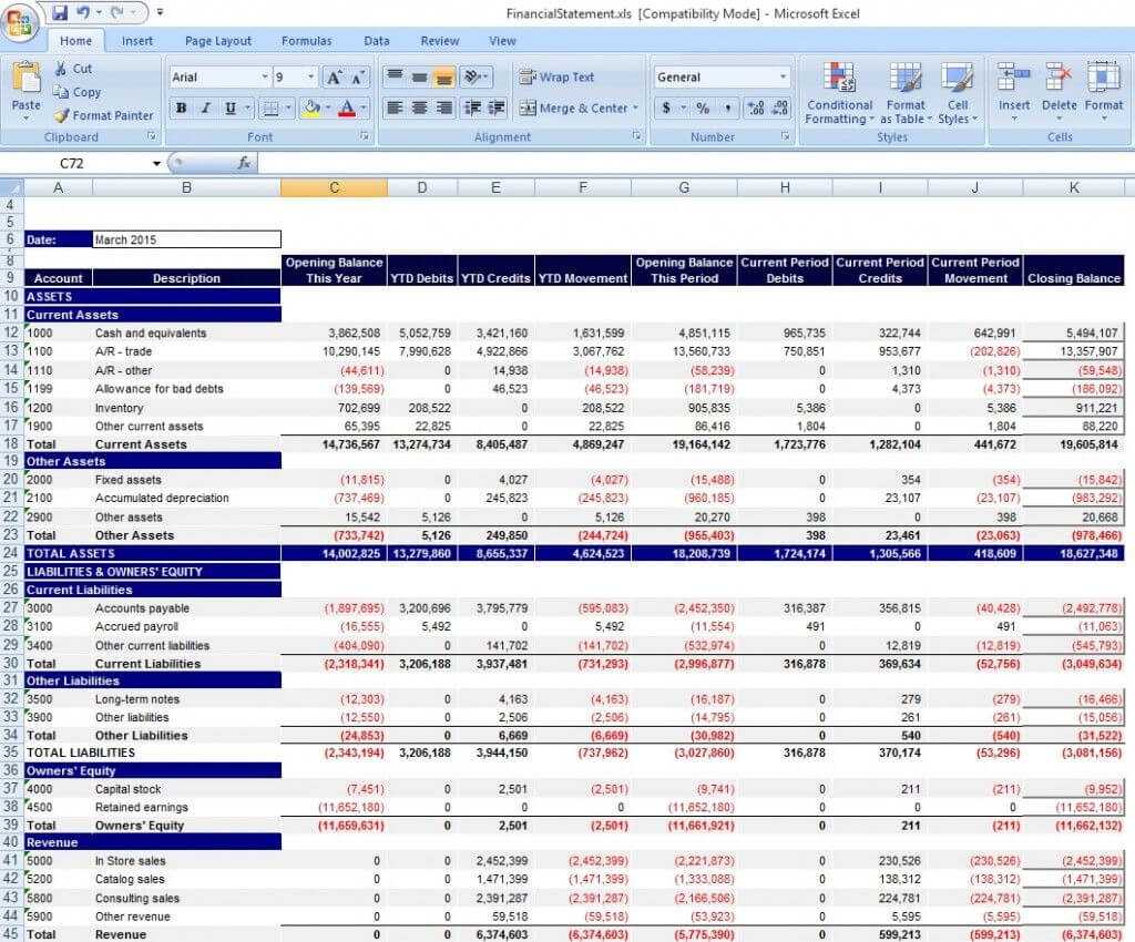 033 Financial Statement Templates Excel Income Template Within Excel Financial Report Templates