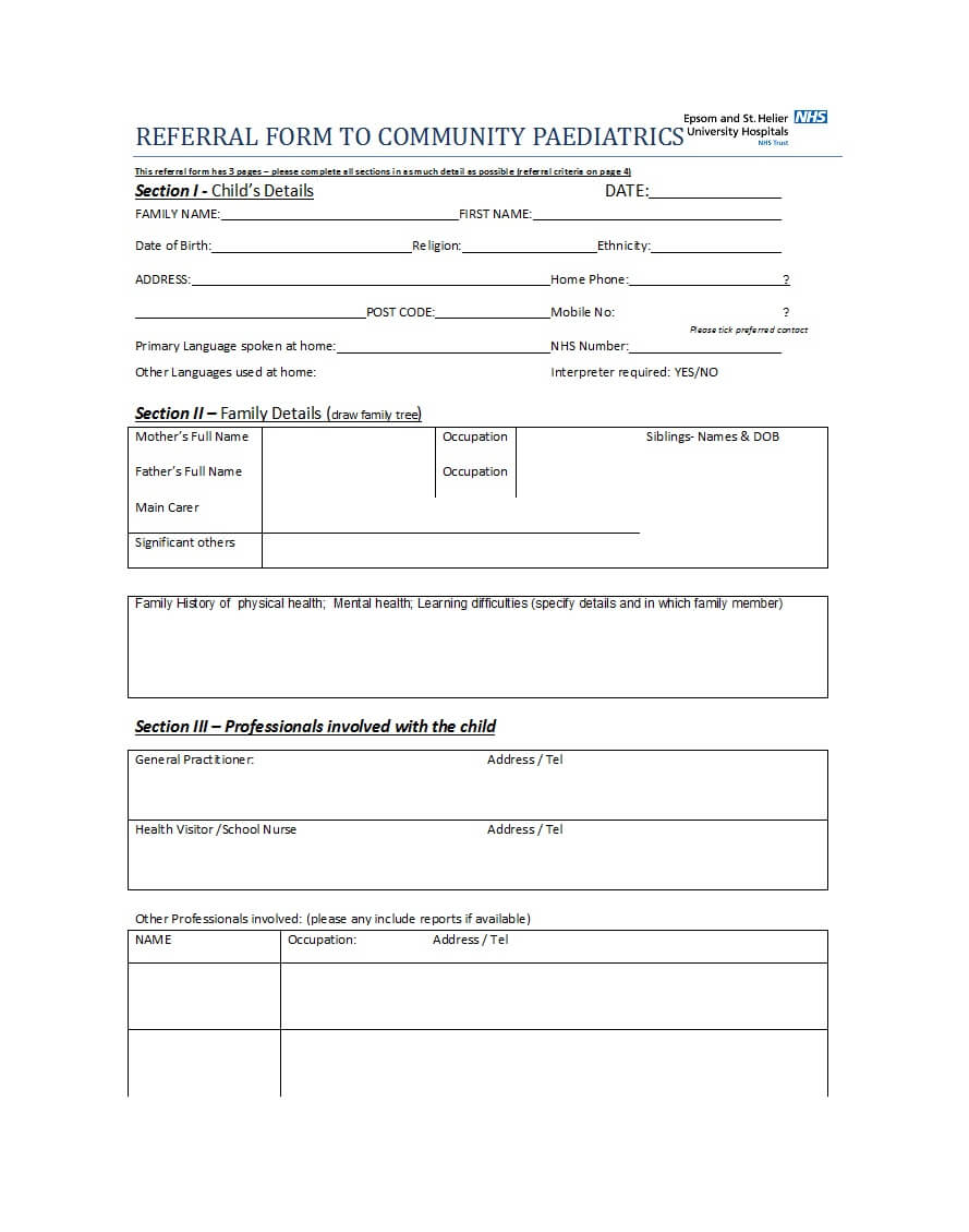 035 Employee Referral Form Template Word Templates Medical Within History And Physical Template Word
