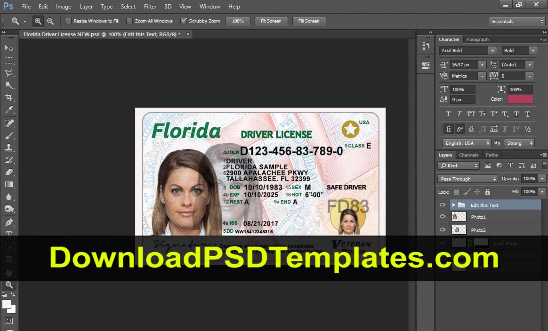 035 Teacher Id Card Photoshop Template Ideas Florida Driver Regarding Florida Id Card Template