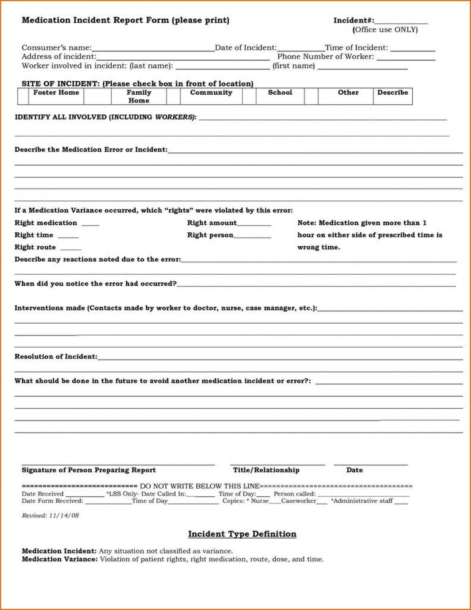 036 Medication Release Form Template Medical Forms Ideas Intended For Medication Incident Report Form Template