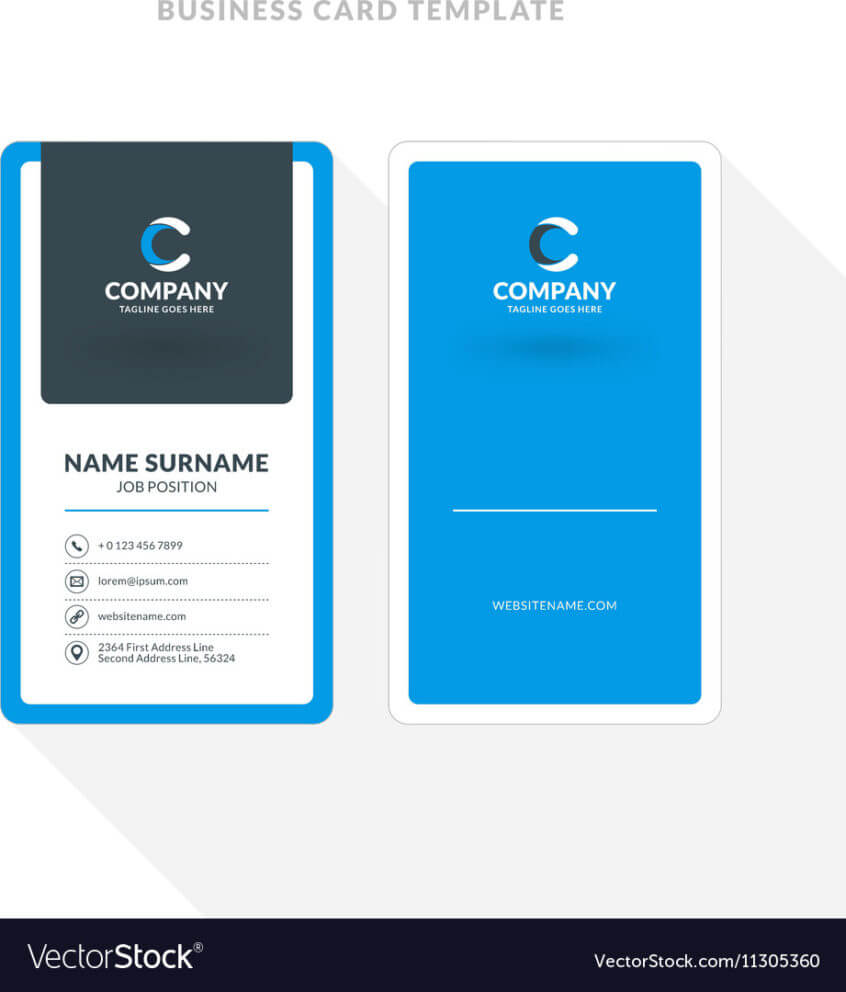 036 Vertical Double Sided Business Card Template Blue Regarding Double Sided Business Card Template Illustrator