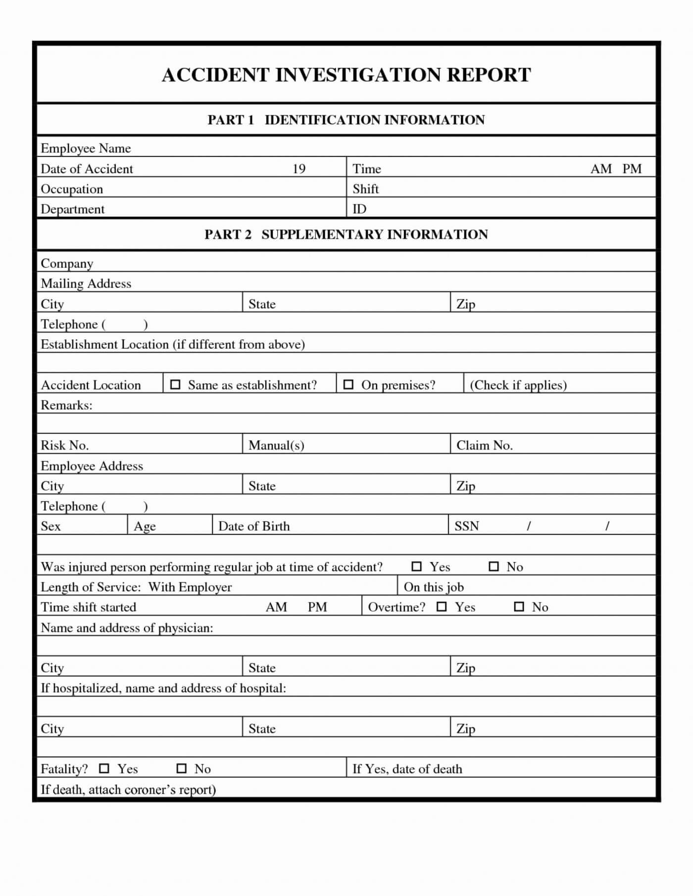 037 Template Ideas Incident Report Format Word Hospital Form Throughout Sample Fire Investigation Report Template