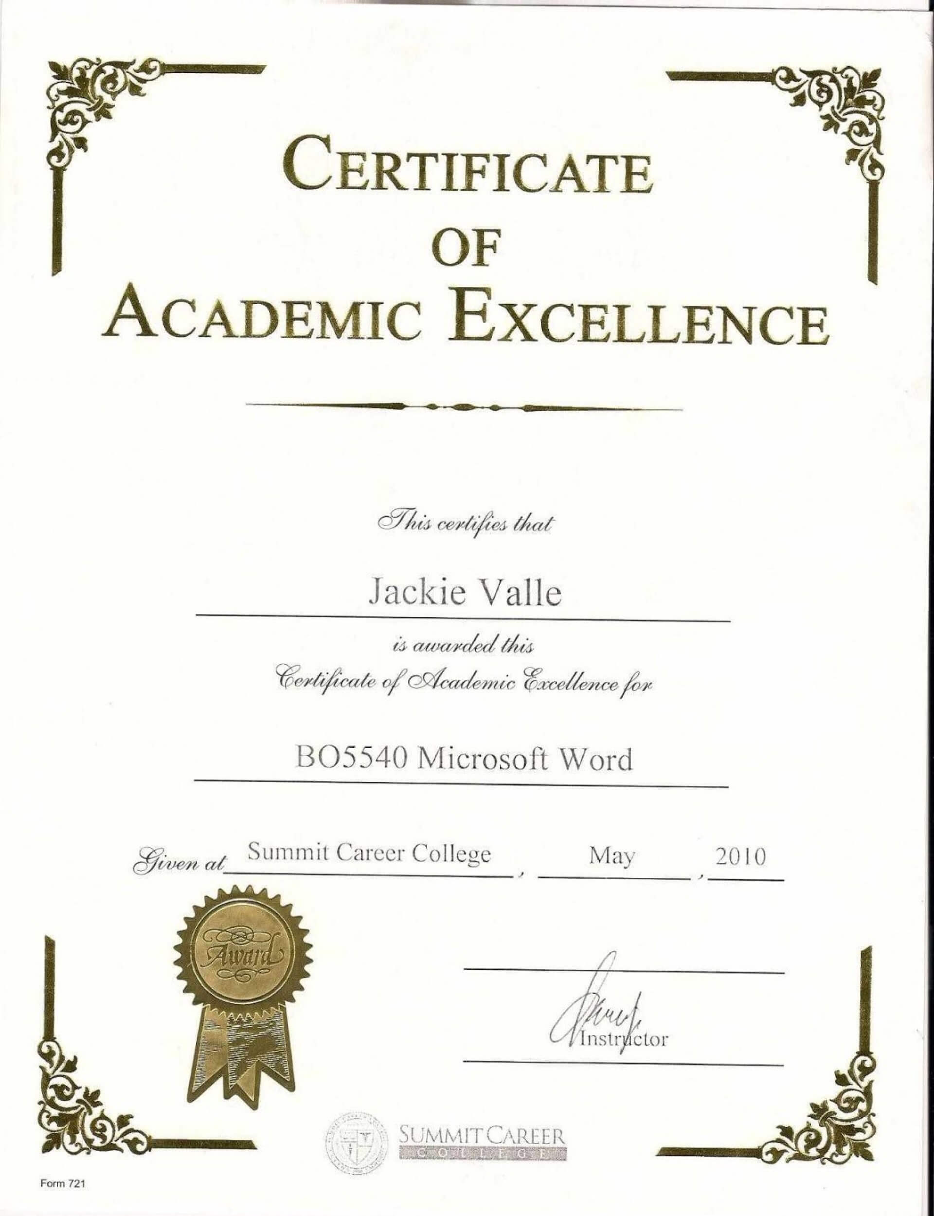 038 Award Certificate Template Word Free Printable Editable Pertaining To Academic Award Certificate Template