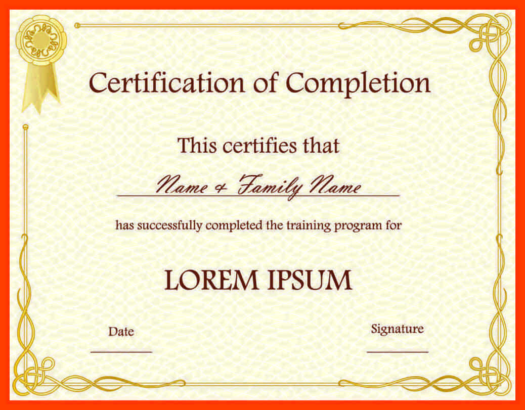 041 Template Ideas Free Certificate Of Completion Word Award Within Certificate Of Completion Free Template Word
