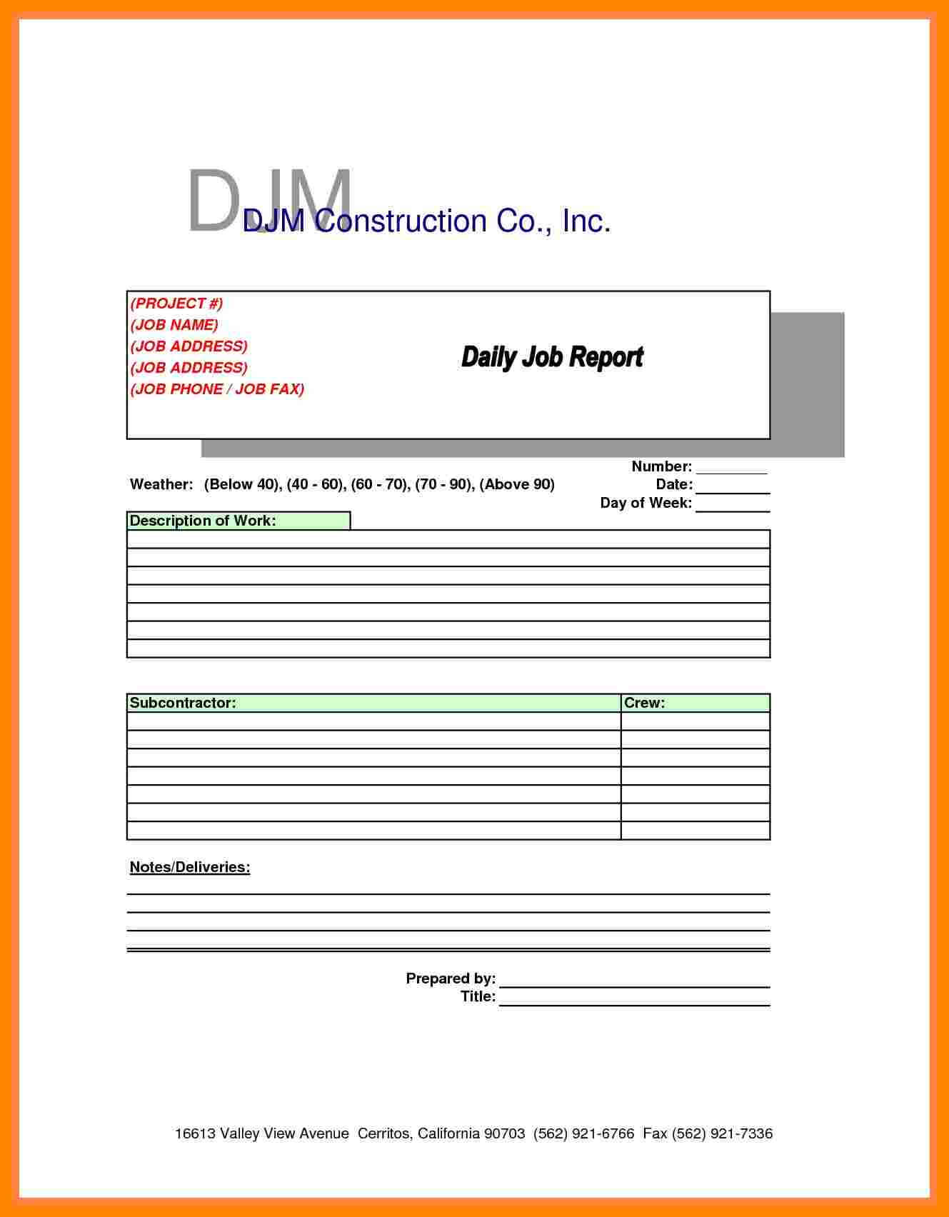045 Daily Project Report Format Machine Breakdown Template Throughout Machine Breakdown Report Template