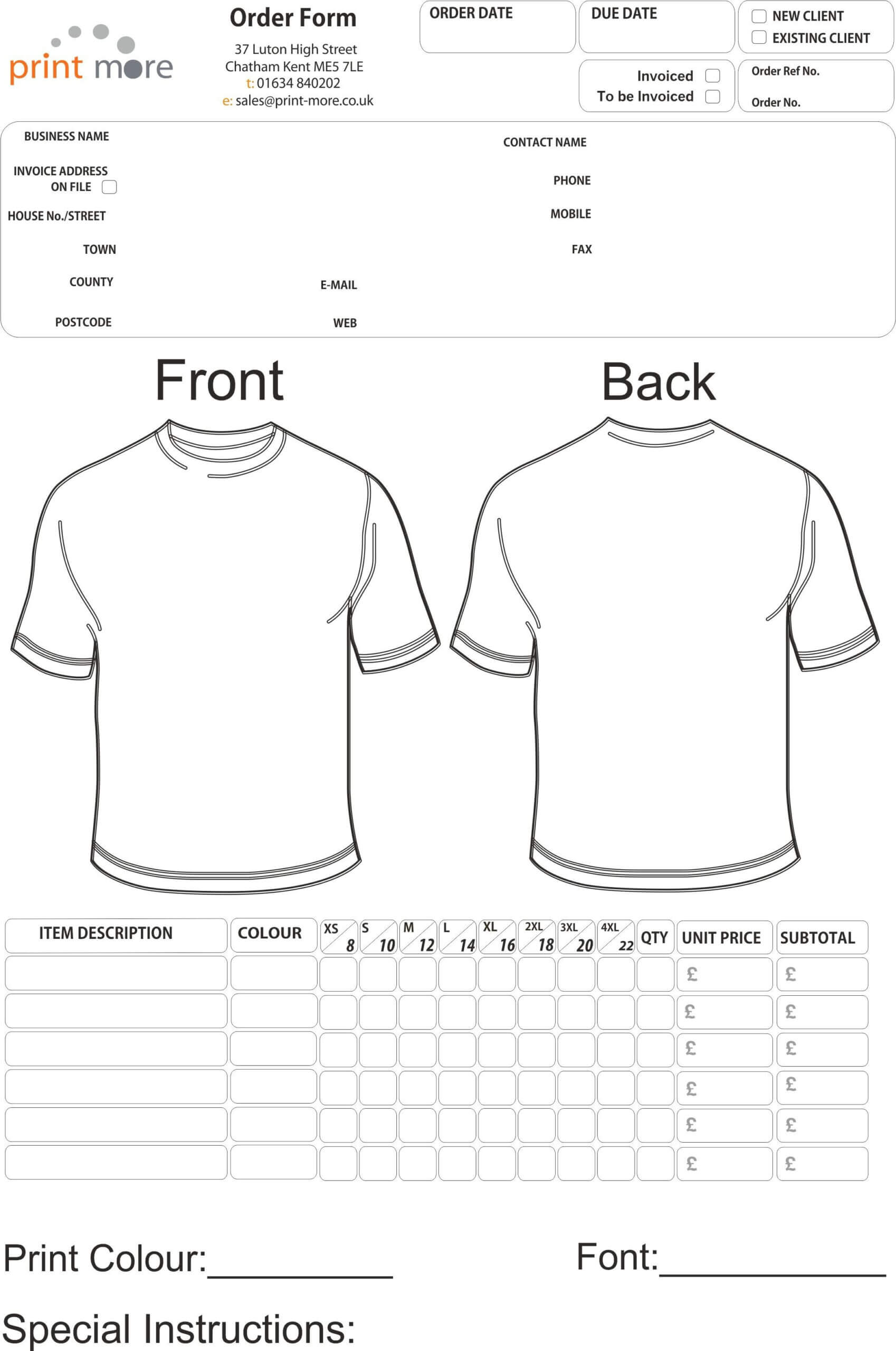 046 Template Ideas Fundraiser Order Form Word Free Printable For Printable Blank Tshirt Template
