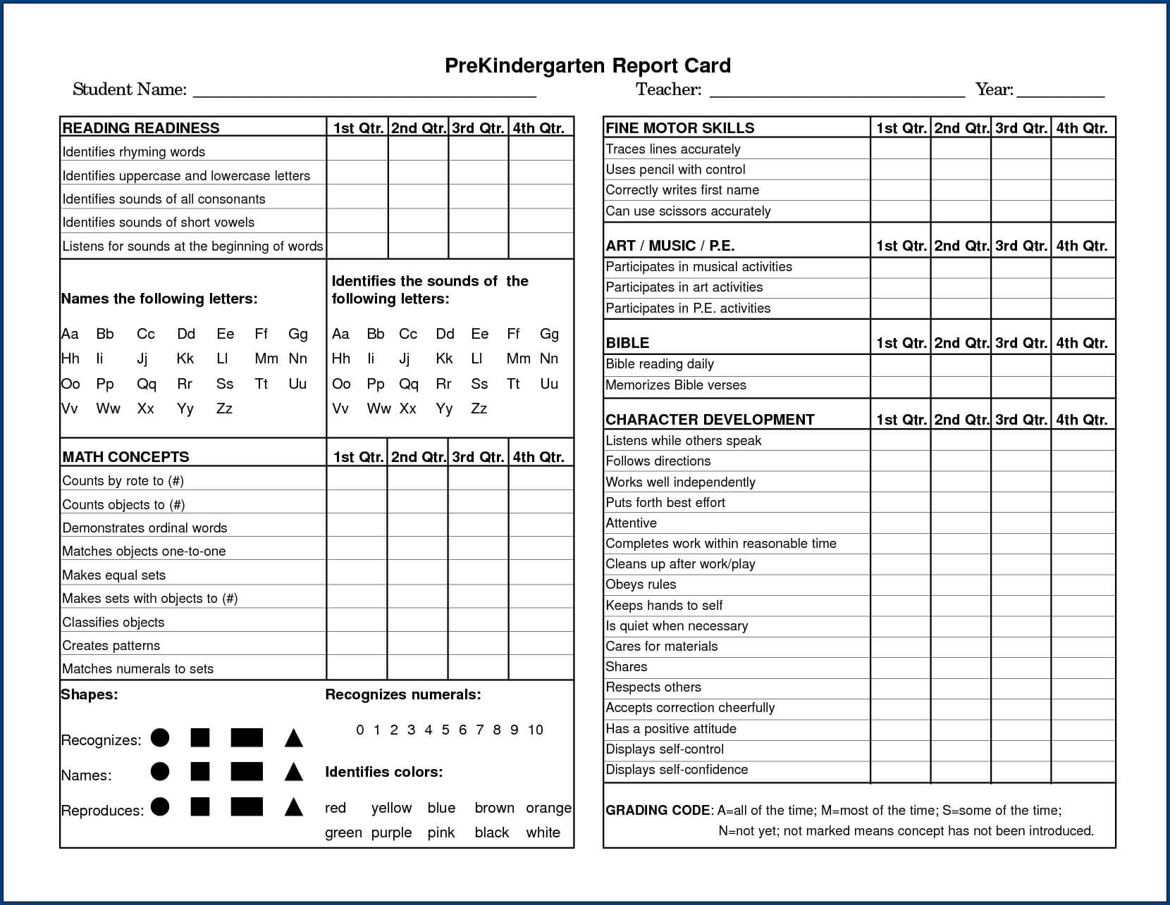 0593B 7 Best Kindergarten Report Card Templates Free D Pertaining To Kindergarten Report Card Template