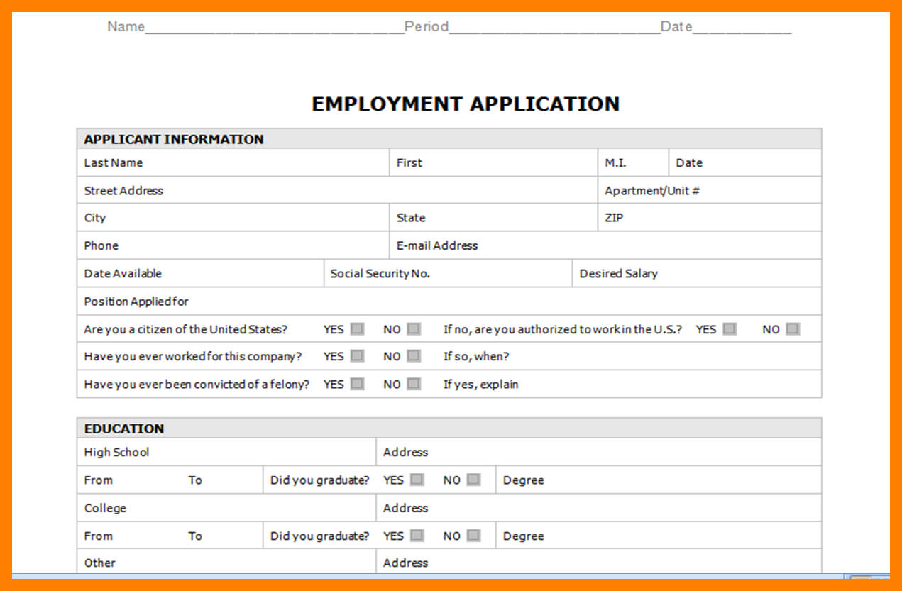 10+ Admission Form Format In Ms Word | Time Table Chart Inside Job Application Template Word
