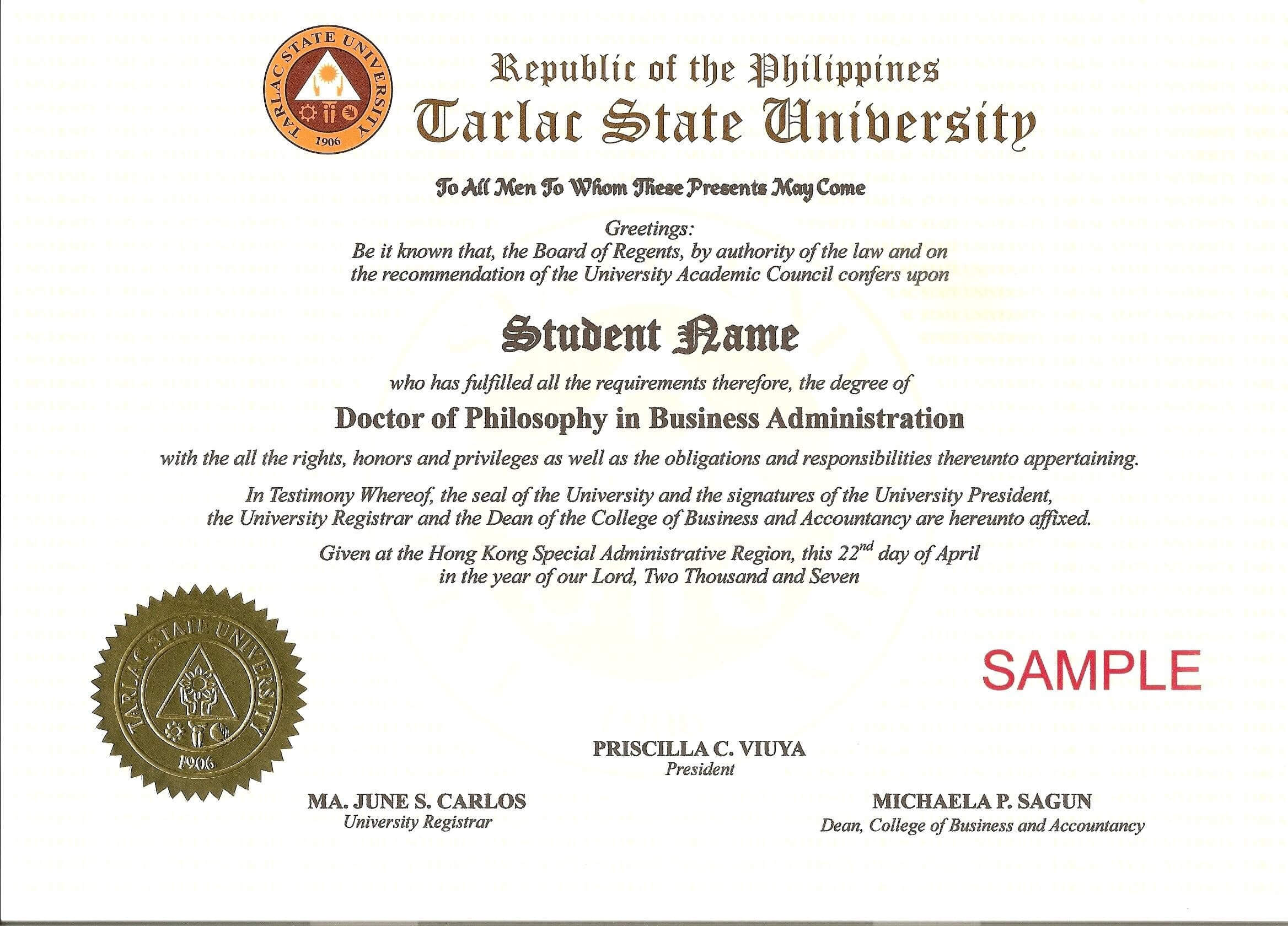 11 Free Printable Degree Certificates Templates Phd With Doctorate Certificate Template