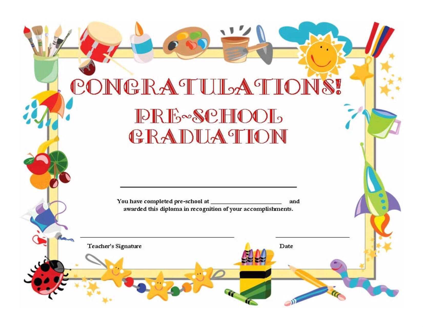 11+ Preschool Certificate Templates – Pdf | Free & Premium In Free Printable Graduation Certificate Templates