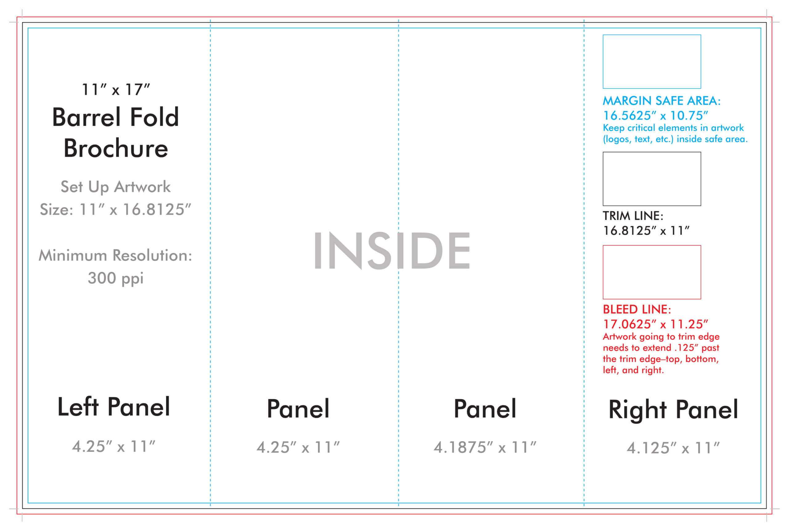 11" X 17" Barrel Fold Brochure Template - U.s. Press In 4 Panel Brochure Template