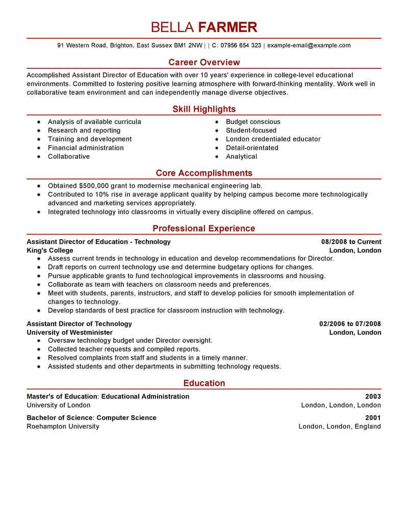 12 Amazing Education Resume Examples | Livecareer In Training Summary Report Template