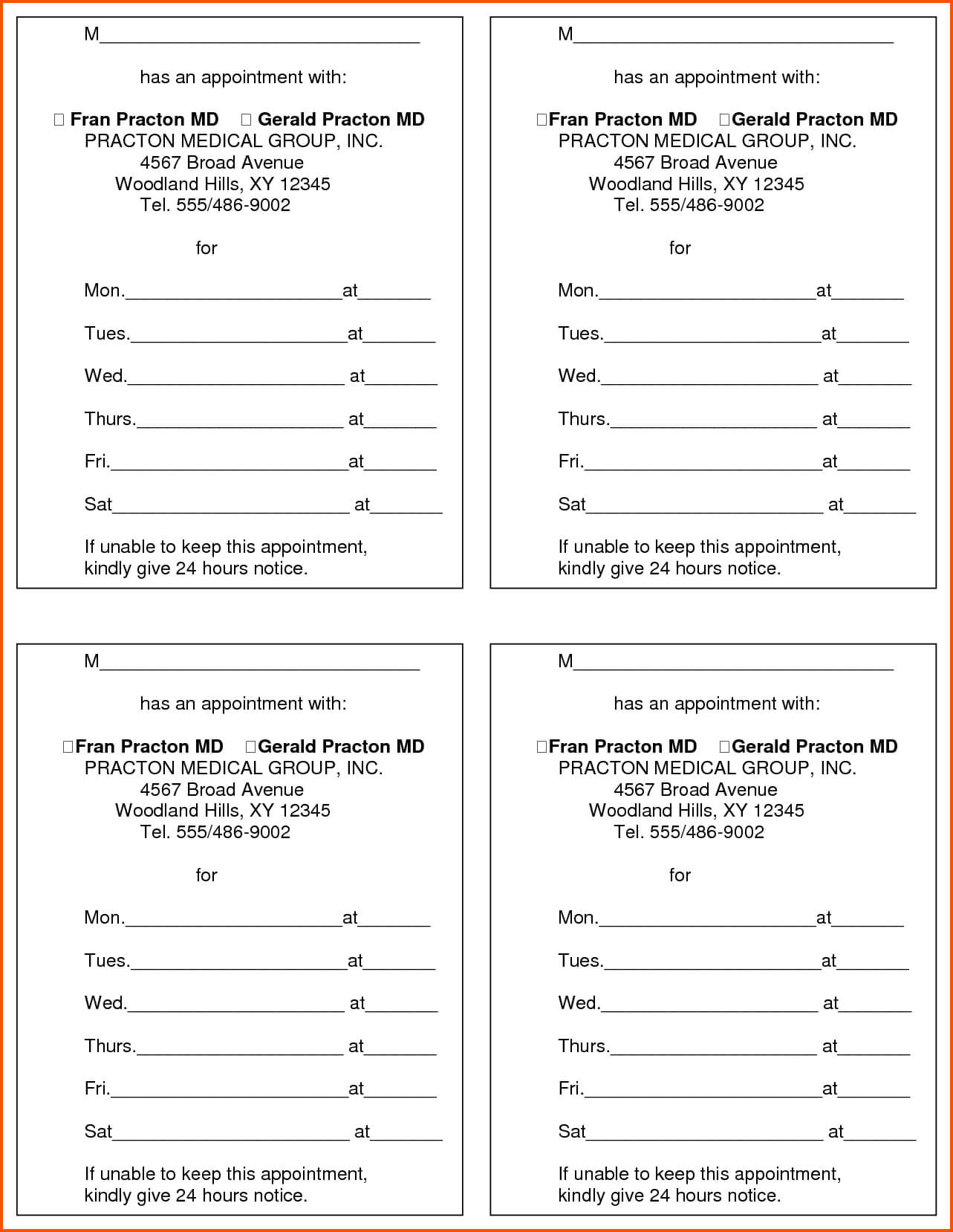12+ Appointment Cards | Survey Template Words In Appointment Card Template Word