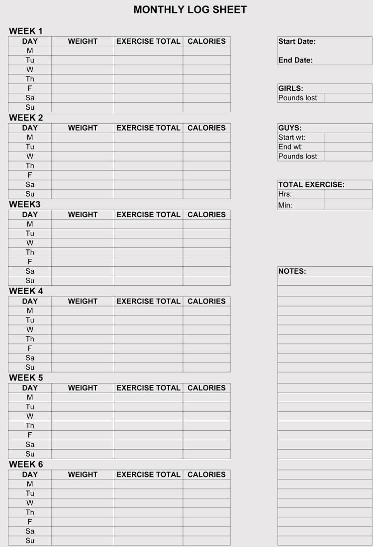 12+ Blank Workout Log Sheet Templates To Track Your Progress Within Blank Workout Schedule Template