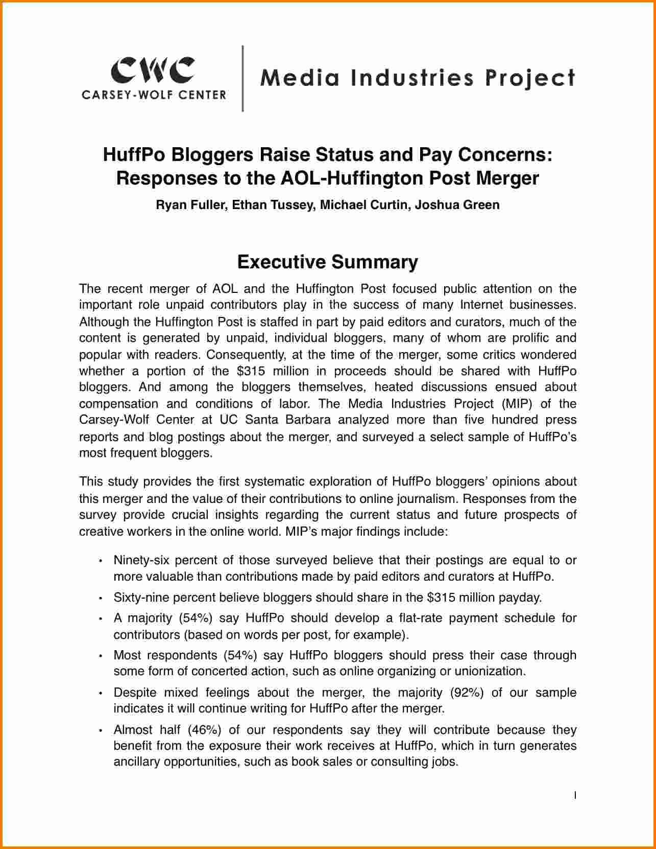 12 Example Of Executive Summary For A Report | Resume Letter In Template For Summary Report