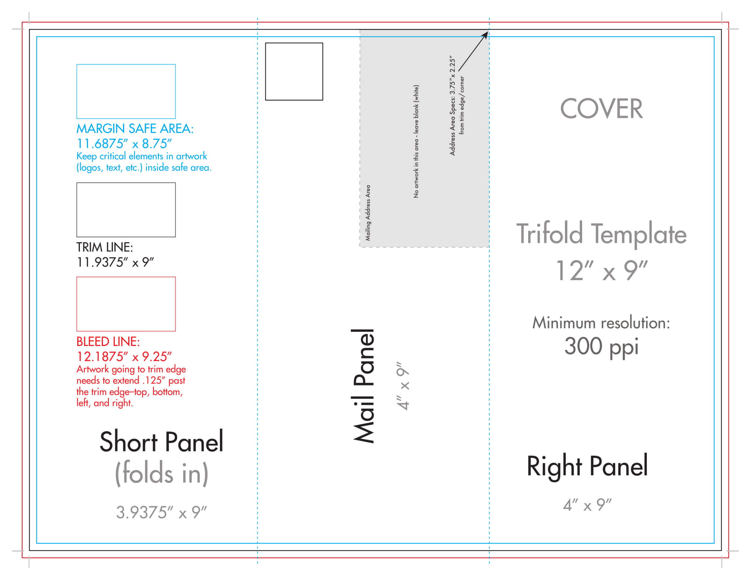 12" X 9" Rack Brochure Template (Tri Fold) – U.s. Press With Regard To 4 Panel Brochure Template