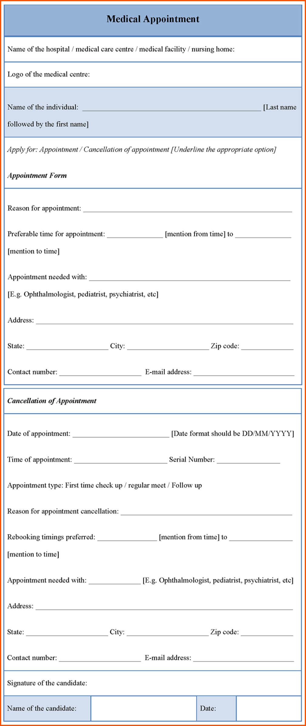 13+ Appointment Cards Template | Survey Template Words Within Medical Appointment Card Template Free