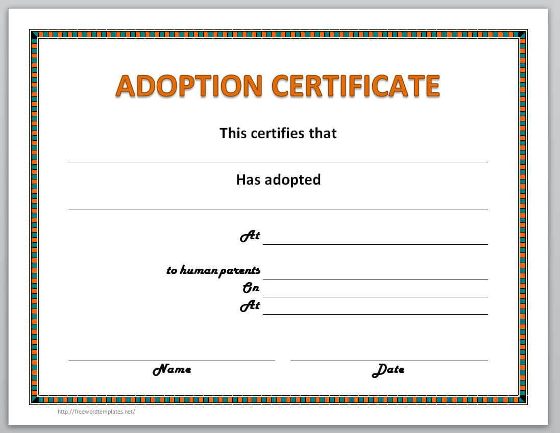 13 Free Certificate Templates For Word » Officetemplate Inside Child Adoption Certificate Template