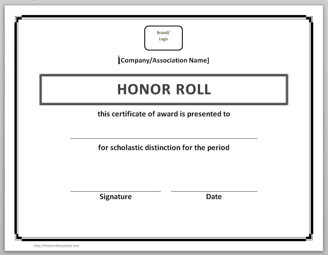 13 Free Certificate Templates For Word » Officetemplate Regarding Honor Roll Certificate Template