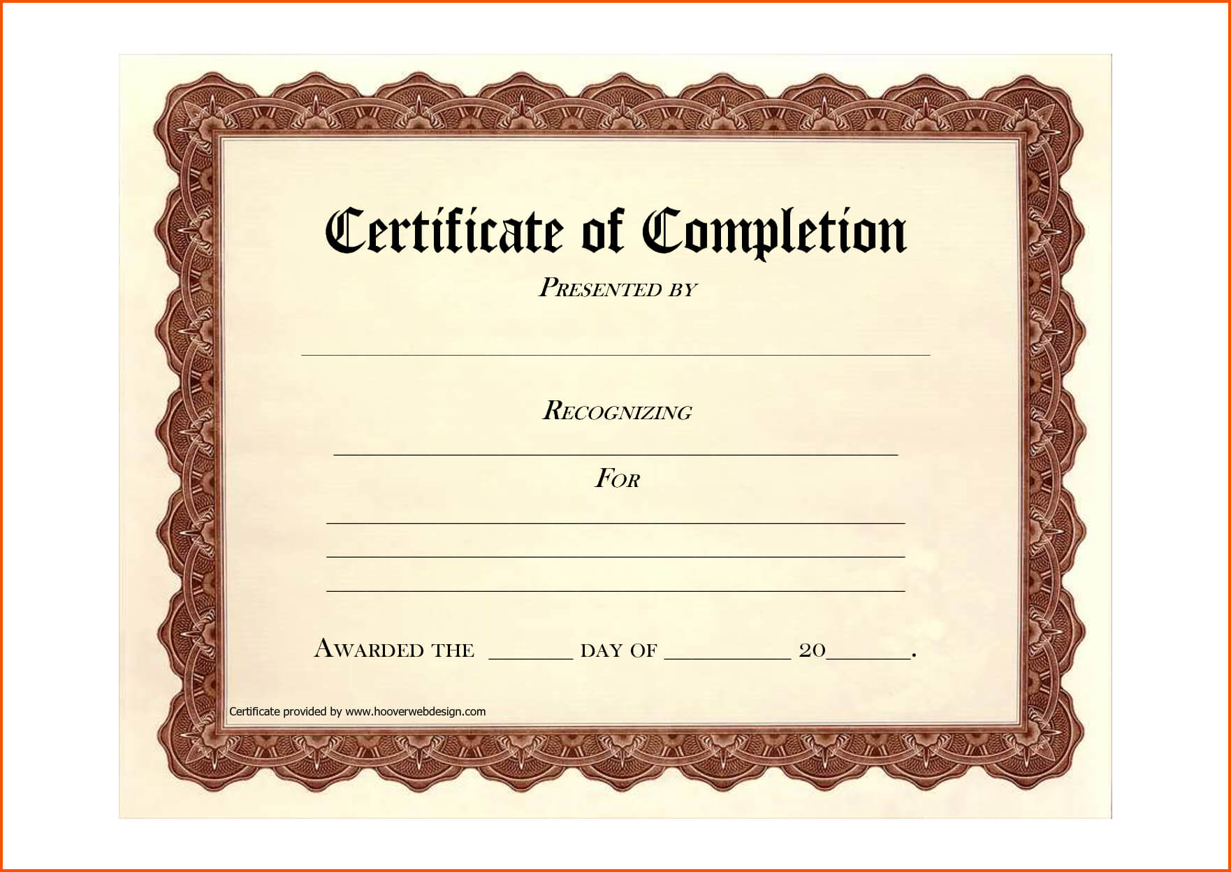 13+ Free Printable Certificate Of Completion | Survey With Regard To Certificate Of Completion Free Template Word